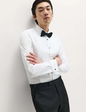 Extra Slim Fit Luxury Cotton Dress Shirt White male - M&S - FashionsVida