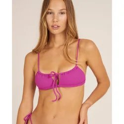 Top de bikini con tirantes finos en tejido piqué