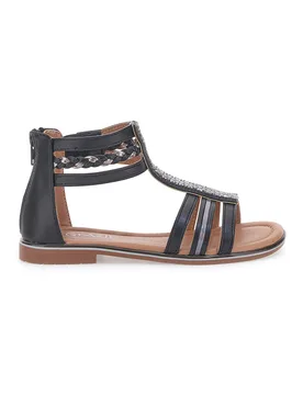 Sandali Neri con Cerniera Posteriore e Tomaia a Fascia 15029 35 - GRAZIE GIRL - FashionsVida