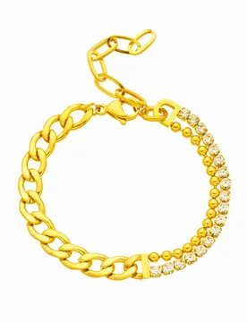 Hip Hop Cuban/Bead/Tennis Chain Bracelet Female Gold Color Stainless Steel Chain Link Bracelet for Woman Fashion Jewelry Gift - Aliexpress - FashionsVida