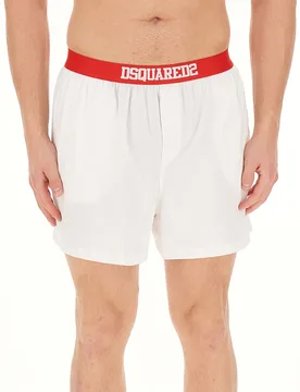 Boxer con logo BIANCO M - DSQUARED2 BEACHWEAR - FashionsVida