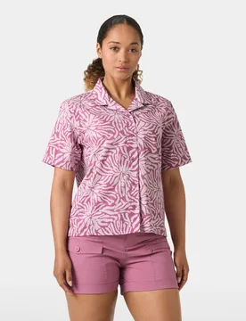 Women's Holmen Short Sleeve Shirt Pink S - Wildberry Stripe Pink - Female - Helly Hansen - FashionsVida
