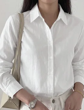 Camisa de manga larga de unicolor con botones simples para mujer, estilo casual de negocios XL - Shein - FashionsVida