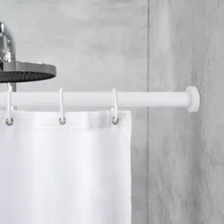 Teleskop-Duschstange Luz 110 - 185 cm, Weiß, Ausziehbare Duschvorhangstange aus rostfreiem Aluminium
