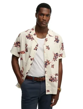 Chemise à Manches Courtes Cabana Poolside Lotus Flower Off White S - Superdry - FashionsVida