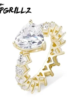 TOPGRILLZ Newest Heart Rings High Quality Copper Gold Color Iced Out Cubic Zirconia Rings Hip Hop Fashion Jewelry Gift For Women - Aliexpress - FashionsVida