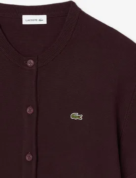Chaqueta de mujer de punto musgo de mezcla de lana y algodón en de manga corta - Lacoste - FashionsVida