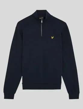 Men's Loopback 1/4 Zip Sweatshirt Plus in Dark Navy - Lyle & Scott - FashionsVida