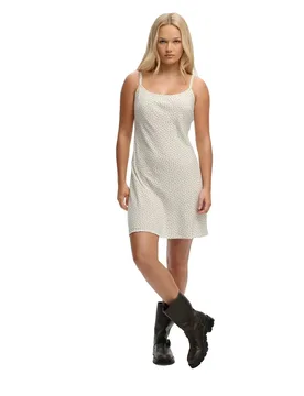 Robe Courte Sans Manches Printed Cami Mini Light Jade Green Ditsy Hearts L - Superdry - FashionsVida