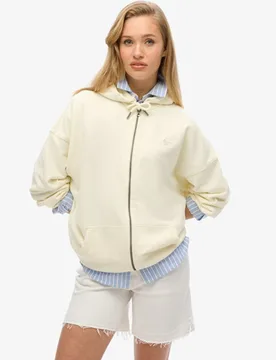 Superdry Damen Studios Kapuzenjacke mit Reißverschluss Weiß - Größe: 36 - 79.99 - FashionsVida