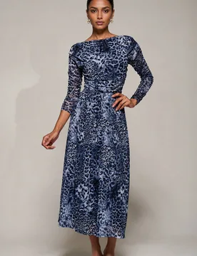 Women's Long Sleeve Asymmetric Mesh Midi Dress Size: 10 - Multicolor - Size: 10 - Jolie Moi - FashionsVida