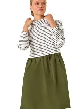 Womens Stripe Mix Smock Dress - Green - Size 12 Uk - Roman - FashionsVida