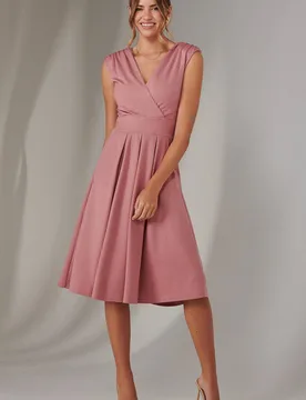 Women's Plain Sleeveless Midi Dress in Dusty Pink Size: 16 - Dusty Pink - Size: 16 - Jolie Moi - FashionsVida