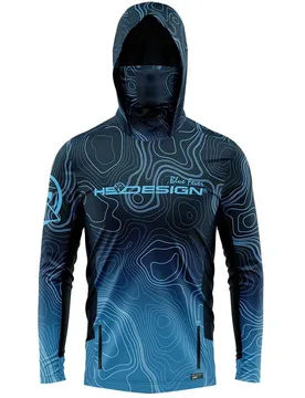 Bathimetry Performance Uv Long Sleeve T-shirt Blue L Men - Hotspot Design - FashionsVida