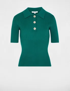 Polo de mujer en punto fino con botones a contraste - Morgan - FashionsVida