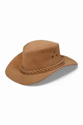 Mens Cowboy Outback Suede Leather Aussie Bush Hat - - Size: XL