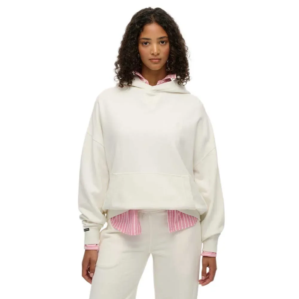 Felpa Con Cappuccio Studios Relaxed Off White M - Superdry - FashionsVida