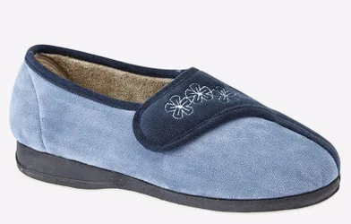 Gemma Memory Foam Slippers Womens - Navy - Size Uk 3