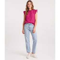 Camisa sin mangas y volantes de mujer
