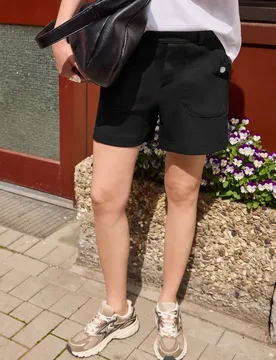 Street One High Waist Jerseyshorts mit Knopfdetail female Schwarz - Street One Studio - FashionsVida