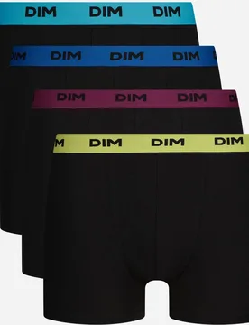 Pack de cuatro bóxers de algodón elástico con cinturilla estampada - Dim - FashionsVida