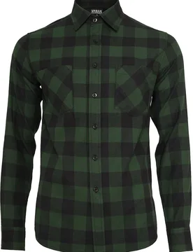 Flanellhemd - Checked Flanell Shirt - S bis 4XL - für Männer - Größe L - schwarz/dunkelgrün - Männer - male - Urban classics - FashionsVida