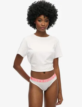 Superdry Damen Organic Cotton Bikinislip mit Großem Logo Weiß - Größe: 36 - 19.99 - FashionsVida