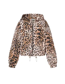 Giacche donna - capospalla lungo nylon stampa leopardo - marrone - Moschino jeans - FashionsVida