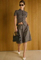 Elegante Bermudashorts mit Gürtel Braun 40