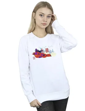 Women's Big Hero 6 Baymax Hiro Bridge Sweatshirt in White Size: 2XL - White - Size: 2XL - Disney - FashionsVida