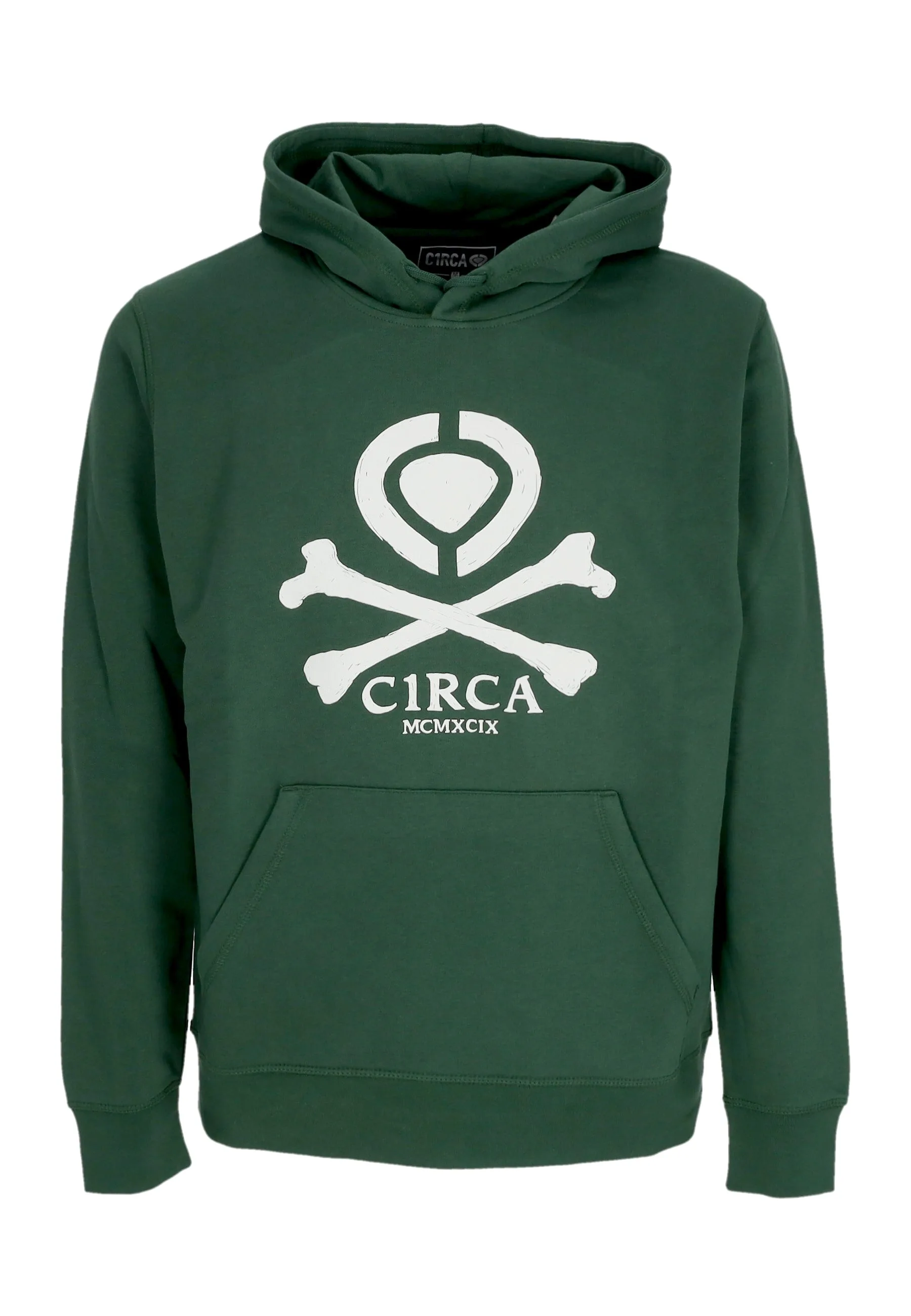 Felpa Cappuccio Uomo Bones Hoodie Bottle Green - C1RCA - FashionsVida