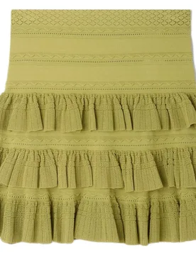 Falda corta recta de punto de fantasía con volantes de talle alto - sandro - FashionsVida