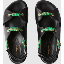 Sandalias con tiras de mujer de piel trenzadas planas