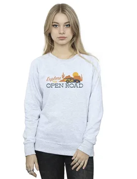Women's Cars Explore The Open Road Sweatshirt in Grey Size: Large - Grey - Size: L - Disney - FashionsVida
