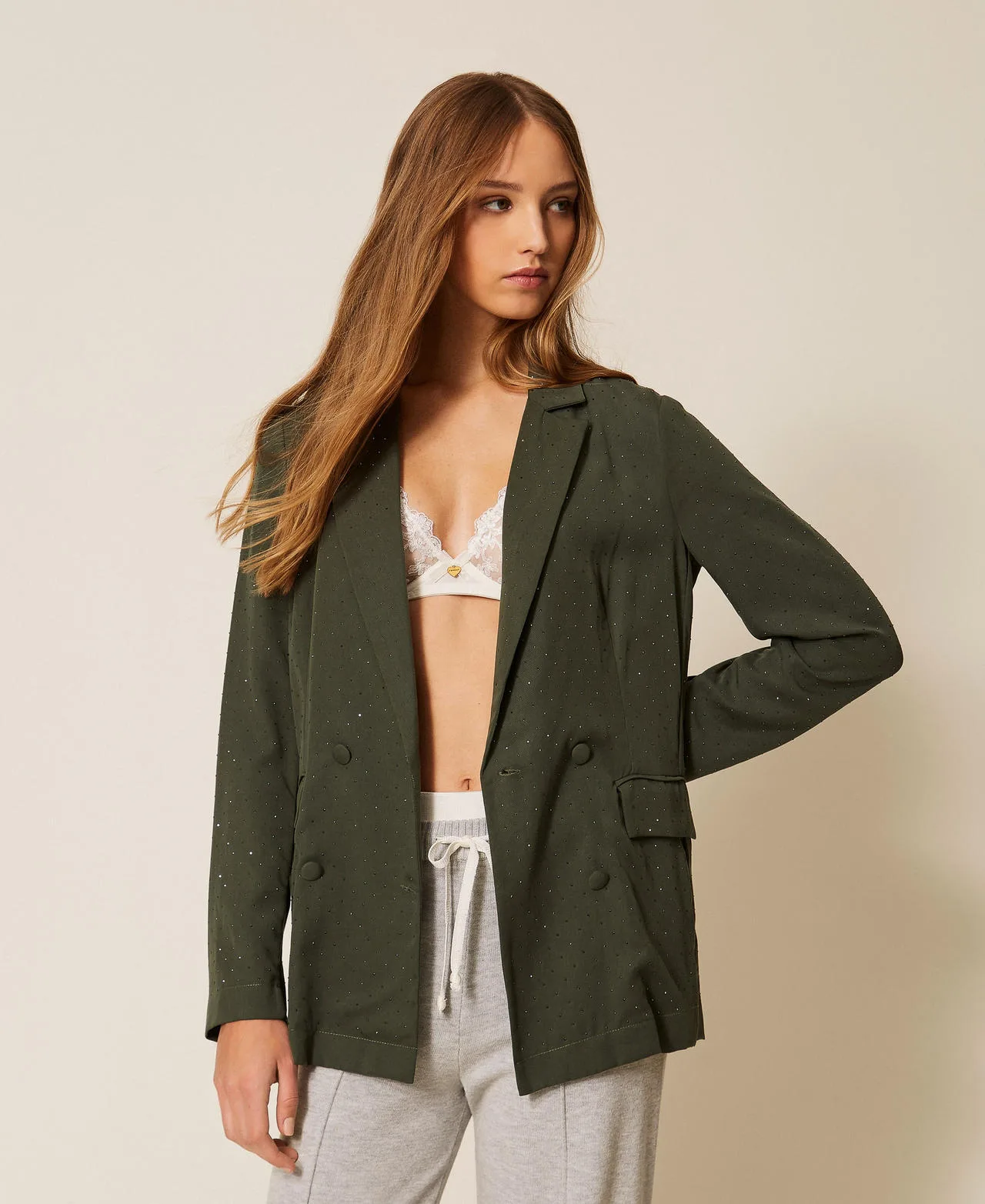 Blazer en sergé avec cabochons - TWINSET - FashionsVida