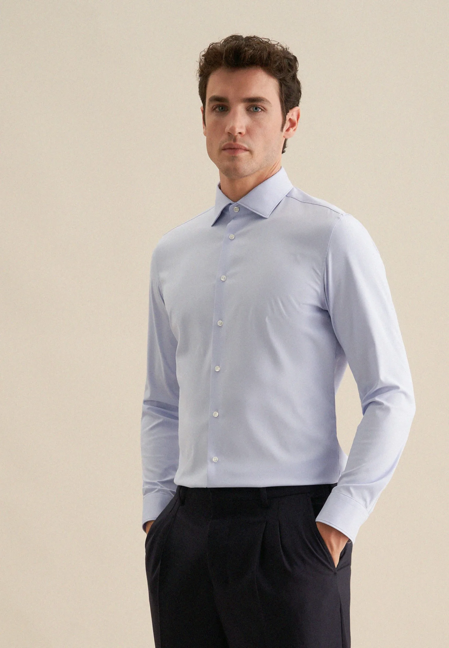 Slim Performance-Hemd Uni Blau 45 - Seidensticker - FashionsVida