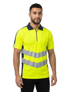 Polo à Manches Courtes Safe Supreme 50130 Hi-Vis Yellow / Dark Navy 4XL - MASCOT - FashionsVida