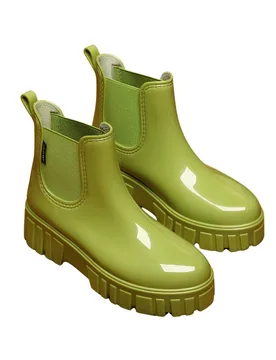 Women's Waterproof Rain Boots Wellingtons Boots- Chelsea Boots in Bright Green Size: 7 - Bright Green - Size: 7 - IVACHY - FashionsVida