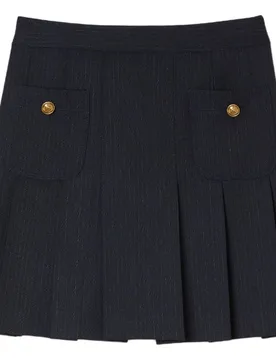 Falda corta plisada de rayas finas - sandro - FashionsVida