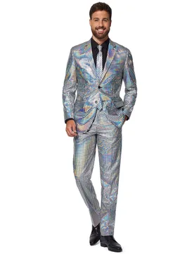 Suits Discoballer-Herrenanzug 70er Jahre silber - Oppo - FashionsVida