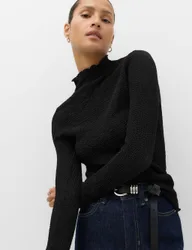 Textured High Neck Top Black female