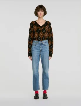 Vaqueros rectos de mujer desteñidos tobilleros 100% algodón - sandro - FashionsVida