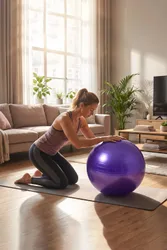Anti-Burst Exercise Ball – Gym, Yoga & Pilates Stability Ball in Purple Size: 55cm - Purple - Size: 55cm