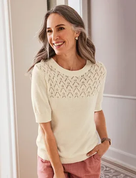 Kurzarm-Pullover Sommerleicht - Offwhite - female - Size: 44 - Avena - FashionsVida
