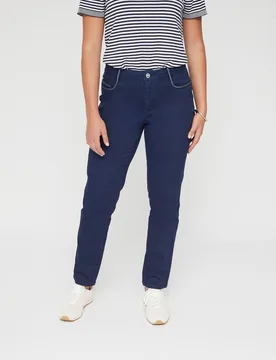 Pantalones rectos cinco bolsillos con cadeneta bordada - October - FashionsVida