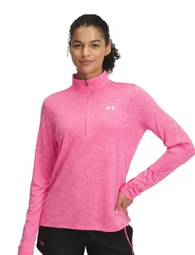 Sweat à Demi-zip Tech Twist Super Pink / White L - Under armour - FashionsVida