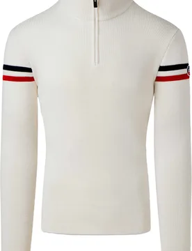 Pull en laine mérinos - Wengen IV Neige/Marin en Laine - Taille L - Beige - Fusalp - FashionsVida