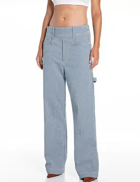 Pantalón recto de mujer de tiro medio con rayas - Replay - FashionsVida