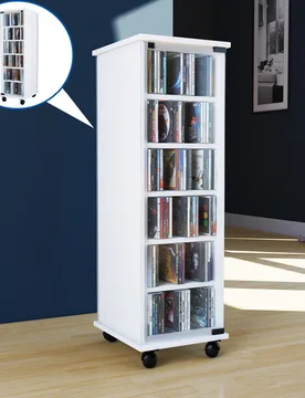 CD/DVD-Turm "Valenza" drehbar für 300 CDs Weiß - VCM - FashionsVida