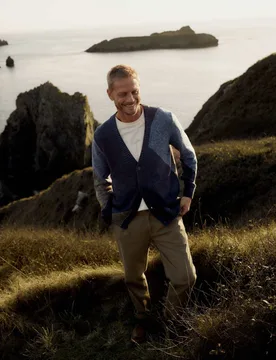 Pure Cotton Colour Block V-Neck Cardigan Blue Mix male - Seasalt cornwall - FashionsVida
